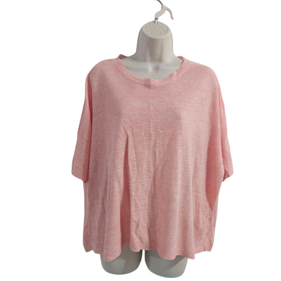 EILEEN FISHER Organic Linen Crewneck Top Pink Size L - Picture 1 of 7